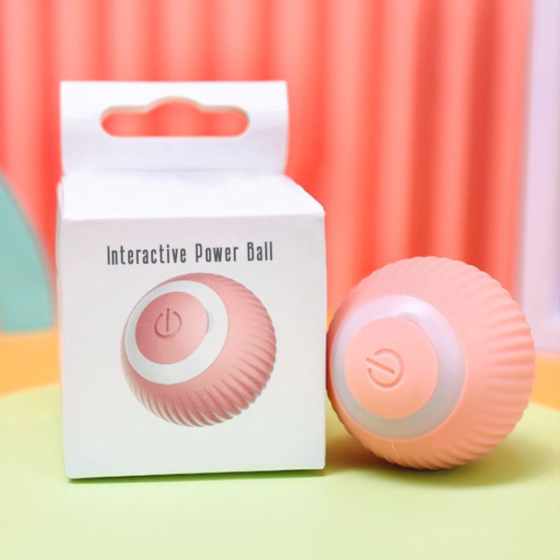 pink interactive self-rolling cat toy power ball with box